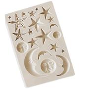 Sun Moon Star Cake Fondant Mold 3D Sun Face Moon and Star Silicone Moulds Chocolate Fondant Silicone Moulds Polymer Clay Cloud Candy for DIY Cake Cupcake Decorating Party Wedding Decoration