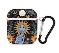 Sun Moon Star Tarot Floral Plant Eye Hands PC Headphone Case for AirPods 1 And 2 Earphone Cover Earbuds Accessories with Keychain