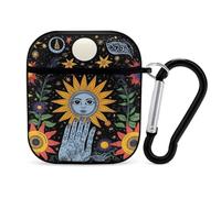Sun Moon Star Tarot Floral Plant Eye Hands PC Headphone Case for AirPods 1 And 2 Earphone Cover Earbuds Accessories with Keychain