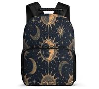 Sun Moon Stars Bookbag for Girls Primary Classes Vintage Style Backpack Primary Age 6-11 Girls Boys, Soft Felt Details Lightweight Outdoor Day Trips