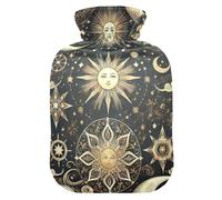 Sun Moon Stars Hot Water Bottles with Velvet Cover Hot Water Bag for Foot Bed Warmer Pain Relief