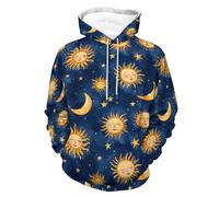 Sun Moon Stars Men's Sweatshirt Lightweight Pullover Hoodie with Pocket Casual Sweatshirts for Women