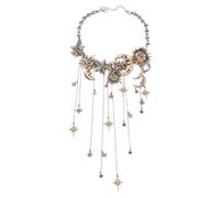 Sun Moon Stars Multi Pendant Necklace with Waterfall Tassels,Celestial Layered Waterfall Chain,Vintage Collarbone Chain for Women Party Gifts