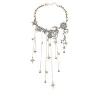 Sun Moon Stars Multi Pendant Tassel Necklace, Vintage Statement Metal Waterfall Tassels Necklaces, Exaggerated Moon Pentagram Sun Full Diamond Necklace, Valentine's Jewelry for Women