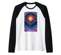 Sun Moon Stars Night Soft Clouds Celestial Cosmos Sky Raglan Baseball Tee