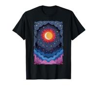 Sun Moon Stars Night Soft Clouds Celestial Cosmos Sky T-Shirt