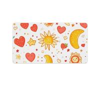 Sun Moon Strawberry Stars Non-Slip Mouse Pads Funny Desk Mat Rubber Laptop Writing Mat for Gamer Office Home 40X75cm
