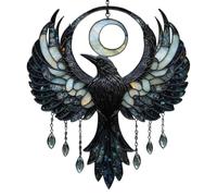Sun Moon Suncatcher, 2026 Crescent Raven Moon Ornaments, Crow Decor, 2d Acrylic Halloween Decorations Outdoor, Birdsun Catchers Window Decoration, Sun Catcher Decor For Bird Lovers