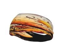 Sun Moon Symbolizing Two Worlds Day Night Sweat Resistant Headband,Fashionable Sports Headscarf, Breathable Hair Band, Sweat Wicking Fitness Equipment Headbands For Women Men