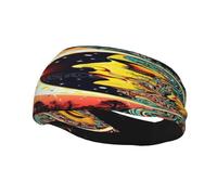 Sun Moon Symbolizing Two Worlds Day Night Sweat Resistant Headband,Fashionable Sports Headscarf, Breathable Hair Band, Sweat Wicking Fitness Equipment Headbands For Women Men
