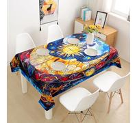 Sun Moon Tai Ji Bohemia Gothic Style Table Cloth Dust-Proof Dining Table Cover Rectangle Tablecloths For Decoration Garden 137X183Cm