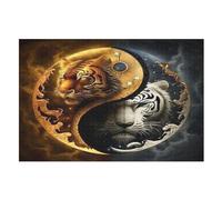 Sun Moon Tiger Wooden Jigsaw Puzzles for Adults 1000 Difficult Hard Poster Puzzle Jigsaw Puzzle 1000 Piece Precise Interlocking Family Gathering Educational Game Toys （75×50cm）