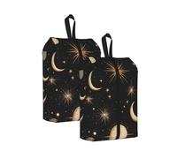 Sun Moon Travel Shoe Bag 2Pcs Space Comets Water Resistant Shoe Organiser with Zipper Handle, Lightweight Pouch for Suitcase & Gym, Folds Flat for Packing