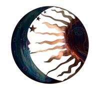 Sun Moon Wall Art - Heavenly Metal Sculpture, Rustic Artistic Wall Decoration, Large Sun Moon and Stars Hanging for Living Room, Bedroom, Kitchen, Corridor, Restaurant, Indoor