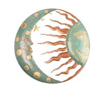 Sun Moon Wall Decor - Artistic Metal Sky Wall Art, Rustic Sculpture, Large Decoration of Sun and Moon with Stars for Living Room, Bedroom, Corridor, Restaurant, Outdoor Exhibition
