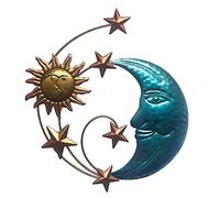 Sun Moon Wall Hanging Decor for The Living Room at Home, Artistic Sun and Moon Metal Wall Art for Indoor or Outdoor with Rustic Finish, Sun Moon for Outdoor Garden Patio Home