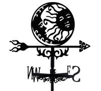 Sun Moon Weathervane 26” Height Black Metal Wind Vane for Outdoor Wind Direction Waterproof Farmhouse Metal Decorative Stake Weathervane Garden Decor for Outside Garden Stakes Decorative