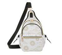 Sun Moon White print Crossbody Sling Bag Small Lightweight Shoulder Bag, Casual Chest Bag for Hiking Daypack Travel