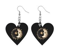 Sun Moon Yin And Yang Lightweight Boho Dangle Earrings Wooden Earring Drop Charms Jewelry Gifts for Women Apricot Shaped