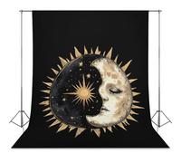 Sun Moon Yin And Yang Photo Studio Backgrounds Black Photography Backdrop for Portrait Video Shooting Live 56"x79"