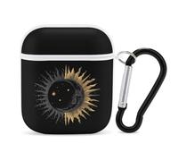 Sun Moon Yin And Yang Wireless Bluetooth Earbud Case Compatible with Airpods 1/2 Earphone Cover Pouch with Stainless Steel Carabiner