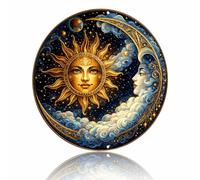Sun & Moon Yin Yang Metal Sign - Luxurious Mystical Bohemian Aluminum Wall Decor for Meditation Room, Yoga Studio, Bedroom, Living Room, Office, 8x8 Inches (26088)