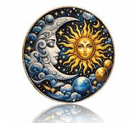 Sun & Moon Yin Yang Metal Sign - Mystical Bohemian Rustic Aluminum Wall Decor for Meditation Room, Yoga Studio, Bedroom, Living Room, Office, 8x8 Inches (26087)