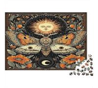 Sun Moth Art-Vintage Mystical Illustration 1000 Piece Jigsaw Puzzles for Adults in Vibrant Colours Colourful Jigsaws As An Aesthetic Jigsaw Puzzle for Home Decor Puzzle 70x50cm/1000pcs