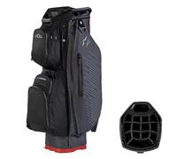 Sun Mountain C-100 H2NO Waterproof Cart Bag - 14-Way Lightweight Trolley Golf Bag - Steel/Black/Red (2026)