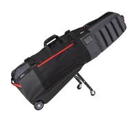 Sun Mountain ClubGlider Meridian Golf Travel Bag - 4-Wheel Rolling System, Extendable & Retractable Legs for Easy Transport, Effortless Travel & Maneuverability - Black-Steel-Red