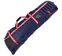 Sun Mountain Kube Golf Travel Bag - 2-Wheel Rolling System, Kube Folding Hard Shell for Easy Storage, Compact Protection & Travel Convenience - Navy-White-Red