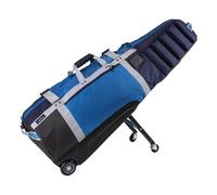 Sun Mountain ClubGlider Meridian Golf Travel Bag - 4-Wheel Rolling System, Extendable & Retractable Legs for Easy Transport, Effortless Travel & Maneuverability - Black-Steel-Red