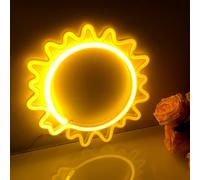 Sun Neon Sign for Wall Decor Aesthetic Yellow Sun Neon Signs for Bedroom USB/3-AA Battery Operated Night Light Neon Light Decor for Kids Girls Boy Room Birthday Christmas Halloween Party