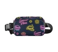 Sun Neon Summer Vibes Beach Trendy Fanny Waist Pack for Men Women Mini Chest Belt Bum Bag with Adjustable Strap for Cycling Hiking Gym