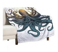 Sun Ocean Octopus Blanket Soft Flannel Throw Blanket 30"x40", Lightweight Decorative Blankets Warm Cozy Blankets for Couch, Bed, Camping & Travel, Ideal Gifts for Women Men