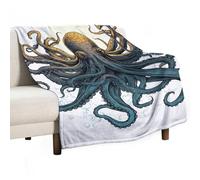 Sun Ocean Octopus Blanket Soft Flannel Throw Blanket 40"x50", Lightweight Decorative Blankets Warm Cozy Blankets for Couch, Bed, Camping & Travel, Ideal Gifts for Women Men