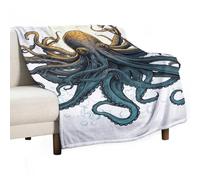 Sun Ocean Octopus Blanket Soft Flannel Throw Blanket 50"x70", Lightweight Decorative Blankets Warm Cozy Blankets for Couch, Bed, Camping & Travel, Ideal Gifts for Women Men