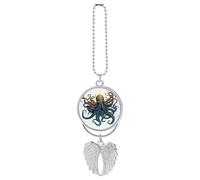 Sun Ocean Octopus Car Pendant Personalized Car Hanging Ornament Auto Rear View Mirror Hanging Decoration Accessories Metal Cars Interior Ornament for Most Cars Truck SUV
