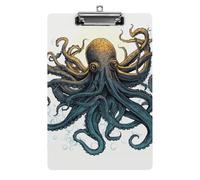 Sun Ocean Octopus Clipboard, A4 Acrylic Clipboard with Hanging Hole, Ultra-Light Clip Board - Holds 100 Sheets, Shatterproof Document Holder for Office, 12.5" X 8.5"