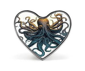 Sun Ocean Octopus Lapel Pin Heart Brooch Premium Aluminum Alloy Badge Lightweight Wearable Badge Cute Love Brooch For Valentine'S Day Mother'S Day Wedding Daily Wear & Gift Pin