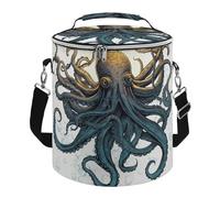Sun Ocean Octopus Lunch Bag, 15L Portable Leakproof Picnic Basket with Shoulder Strap, Insulated Picnic Cooler Bag for Camping, Beach, Hiking & Groceries