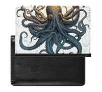 Sun Ocean Octopus Passport Holder with 3 Card Slots, Portable PU Leather Travel Wallet, Slim Protective Cover for Passport, ID, Credit Cards