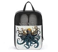 Sun Ocean Octopus Shoe Bag Waterproof & Breathable Shoe Pouch for Travel, Portable Carry Case for Sports Sneakers, Gym, Vacation