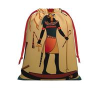 Sun Old Egyptian Timeless Grace Print Christmas Drawstring Gift Bags, Xmas Holiday Fabric Gift Wrapping Bag For Party, Size-L