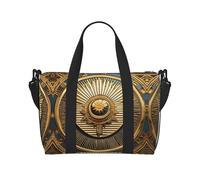 Sun Old Egyptian Timeless Grace print Gym Bag for Women,Carry on Weekender Overnight Duffle Bag,Personal Item Tote Bag, Black, One Size