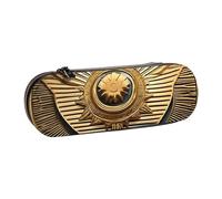 Sun Old Egyptian Timeless Grace Print Leather Pencil Case – Versatile Leather Pen Holder Pencil Pouch Travel Everyday Use