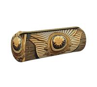 Sun Old Egyptian Timeless Grace Print Leather Pencil Case Zipper Pencil Pouch Leather for Adults Office Travel and Makeup