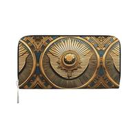 Sun Old Egyptian Timeless Grace Print Spacious Trendy Leather Hand Wallet Women Wallet Clutch for Casual and Travel Use, Black, One Size, Art