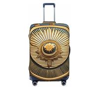 Sun Old Egyptian Timeless Grace Print Suitcase Covers Personalized Luggage Protector Elastic Washable Travel Gear Cover, Black, XL