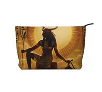 Sun Old Egyptian Timeless Grace Printed Corduroy Makeup Bag for Travel & Daily Use, Stylish Pouch Purse Case Cosmetic Bags Organizer for Women